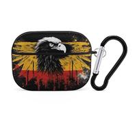 Germany Flag Eagle Airpod Pro Case AirPods 2 Case for Women Hard Shell Protective Cover with Carabiner Keychain Compatible with AirPods Case 2nd 1st Generation, Front LED Visible Black