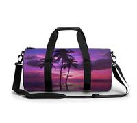 Germany Flag Eagle Gym Bag Small Travel Duffle Bag with Compartment Carry On Weekender Bag for Women Men, Palm Tree Purple Sunset, 17.7in/9in/9in