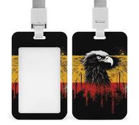 Germany Flag Eagle Retractable ID Badge Holder with Lanyard - Vertical Badge Reel,Keychain Clip,Name Tag Id Card Holder Protector for Nurse Officer Teacher Security Staff Women Men