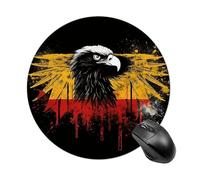 Germany Flag Eagle Round Mouse Pad 7.8 Inch, Portable Gaming Mouse Mat with Non-Slip Rubber Base & Smooth Surface, Waterproof Mousepad for PC, Laptop, Computer, Office, Home