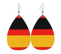 Germany Flag Ladies Leather Earrings Teardrop Drop Print Earrings Fashion Lightweight Daily Wear Party Date