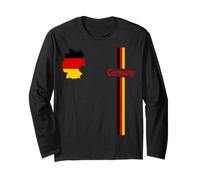 Germany Flag & Map, Minimalist German Pride Graphic Tee Long Sleeve T-Shirt