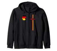 Germany Flag & Map, Minimalist German Pride Graphic Tee Zip Hoodie