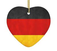 Germany Flag Print Heart Shaped Ceramic Christmas Ornament Xmas Tree Home Holiday Love Themed Decor