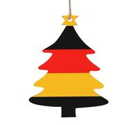 Germany Flag Print Holiday Decorations Set, 6pcs Angel Bell Tree Snowman Wooden Ornament For Christmas Hanging