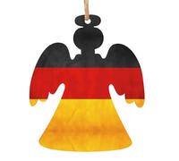 Germany Flag Print Holiday Decorations Set, 6pcs Angel Bell Tree Snowman Wooden Ornament For Christmas Hanging