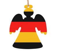 Germany Flag Print Holiday Decorations Set, 6pcs Angel Bell Tree Snowman Wooden Ornament For Christmas Hanging