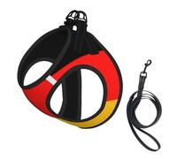 Germany Flag Print Small Dog Harness And Leash Set, Adjustable Soft Vest With 360° Reflective Straps For Cats Puppy