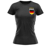Germany Football Shirt Women - Retro Germany Flag Badge T Shirt - Football Country European Supporters 2020 Tee Her - German Tournament 2021 Footy Soccer Top, M, Black