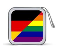 Germany Gay Flag CD Holder Case 40 Capacity Plastic DVD Wallet Zippered Storage Sleeves Hard Box