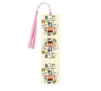 Germany Map with Cultural Sym Print Reading Page Markers, 5pcs Wooden Bookmarks with Tassels,Teachers Reading Book Lovers Gifts