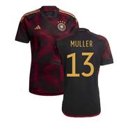 Germany Men's 2022-2023 Away Shirt MULLER 13 in Black | Size: Medium Germany Black M