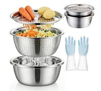 Germany Multifunctional Stainless Steel Basin, 2026 Upgraded Stainless Steel Shredding & Drainage Chopping Basin, 3 in 1 Food Vegetable Graters for Kitchen (28cm)