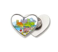 Germany Munchen Landmark Architecture Heart Metal Pin Brooch Clip Love