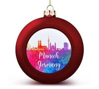 Germany Munich Rainbow Skyline Ball Ornament City Skyscraper Buildings Silhouettes Hanging Ornaments Keepsake Souvenir Christmas Tree Seasonal Holiday Decoration