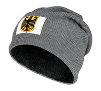 Germany National Emblem Thermal Hat Bobble Hat Bob Winter Internal Fleece Lining Design Pullover Cap Smart Fitting Cosy Comfortable Warm Unisex Winter Beanie Hats Knitted Hats Darkgray