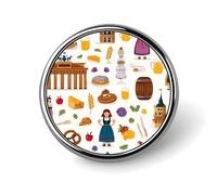 Germany National Traditional Symbols Novelty Metal Badge 1″ Round Brooch Pin Clothes Hat Bag Tie Accessories Decor