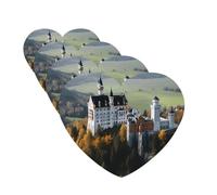 Germany Neuschwanstein Castle Car Air Fresheners 4 Pcs Heart Shape Hanging Car Air Freshener Fragrance Scented Cards Auto Mirror Pendant Aromatherapy Tablets For Car Home Office Closet Bathroom