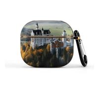 Germany Neuschwanstein Castle Wireless Earbuds Case for 3rd Generation Ultra-Lightweight Earbuds Full Drop Protection Cover with Keychain Cute Hard Shell Protective Cover Front LED Visible