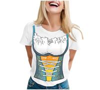 Germany Oktoberfest Fashionable Funny Beer Festival Maid Dress with Crew Neck and Short Sleeves Casual T-Shirt for Women Sexy Munich Party Summer Tops Outdoor Streetwear Dress with Short Sleeves
