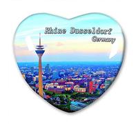 Germany Rhine Dusseldorf Fridge Magnet Refrigerator Stickers Collection Decorative Magnet Travel Souvenir Heart-Shaped Crystal Glass