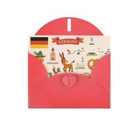 Germany Travel Icons Map Greeting Card With Envelope (160 x 120 mm) for Birthday/Wedding/Invitation/Christmas/New Year