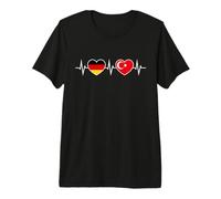 Germany Turkey Heartbeat German Turk Turkish Two Hearts Premium T-Shirt