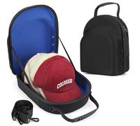 GERMUN Hard Baseball Cap, Travel Bag with Adjustable Shoulder Strap, Hat Cap Case for 6 Baseball Caps, Perfect for Travel and Home Storage (Black with Blue)