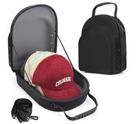 GERMUN Hard Baseball Cap, Travel Bag with Adjustable Shoulder Strap, Hat Cap Case for 6 Baseball Caps, Perfect for Travel and Home Storage (Black with Grey)