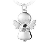 GERNEO® Guardian Angel Claire Keyring - Lucky Charm with Protective Shine Stone in Gold, Rose Gold or Silver, silver
