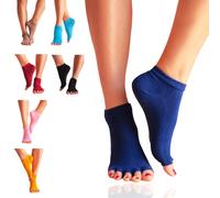 GERNEO® - The original - premium yoga pilates ballet gymnastics fitness socks open and non-slip - toe-free footsies, Midnight blue, M