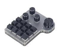 gernie USB Mini Macro Mechanical Gaming Keyboard, Handed Programmable Mechanical Keyboard with Blue Switch RGB LED, 3 Modes, 12 Keys, 4 Knobs, with Memory Function, gernie2bkgg0q1pf