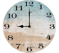 Geroclonup 10 Inch Beach Decorative Wall Clocks Silent Battery Operated,Lay Out On The Beach Farmhouse Wooden Clock for Bathroom Kitchen Bedroom Pool Cottage Living Room