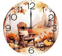 Geroclonup 10 Inch Wood Wall Clocks Quartz Analog, Silent Non-Ticking, Autumn Scene Decorative Wall Clock Battery Operated for Living Room Bathroom Bedroom Kitchen Office School