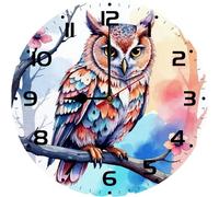 Geroclonup 10 Inch Wood Wall Clocks Quartz Analog, Silent Non-Ticking, Blue Floral Decorative Wall Clock Battery Operated for Living Room Bathroom Bedroom Kitchen Office School