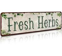 Geroclonup 10x40cm - Fresh Herbs Sign Metal Sign Country Farmhouse Home Gardener Tin Sign Decor Sign