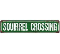 Geroclonup 10x40cm - Squirrel Crossing Sign Metal Tin Sign