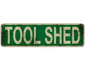 Geroclonup 10x40cm Tool Shed Sign Workshop Novelty Souvenir Funny Vintage Slim Street Tin Signs Wall Art Decor Iron Poster for Home Farmhouse Bar Cafe Garage Rusitc Indoor Outdoor