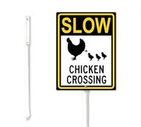 Geroclonup 11.5x15cm Slow Down Sign Warning Sign Slow Chicken Crossing Yard Sign with Stake Sturdy Aluminum Yard Sign Yard Plaque Sign Fade Resistant Lawn Decoration for Outdoor Use
