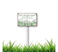 Geroclonup 12 x 8 inch No Mow May Help Pollinators Grow By Leaving The Lawn Alone Lawn Yard Sign with Stake, Aluminum, Multicolor, Set of 1