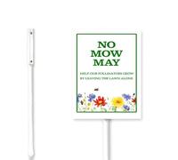 Geroclonup(12x15) No Mow May Help Pollinators Grow By Leaving The Lawn Alone Yard Sign With Metal Stake For Garden Farm Decor No Mow Lawn Sign Stand Tin Sign Wildflowers Bee Outdoor Decorations