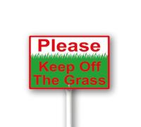 Geroclonup 12X8Inch Please Keep Off The Grass Aluminum Lawn Sign Stand Yard Sign With Metal Stakes Kit Outside Garden Grass Farm Signs Outdoor Decorations