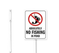 Geroclonup (18x22) Absolutely No Fishing In Pond Yard Sign With Stake Funny Aluminum Sign No Fishing Sign With Stand For Pond Lake Seaside Lawn Wild Private Property Decorations Outdoor