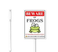 Geroclonup （18x22) Beware Of Frogs Yard Sign Stakes Caution Frog Lawn Signs Stand Rustproof Aluminum for Home Road Easy To Install Outdoor Decorations