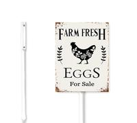 Geroclonup (18X22) Farm Fresh Eggs For Sale Yard Sign With Stake Rustproof Aluminum Funny Fresh Eggs Yard Sign Stand For Home Chicken Coop Accessories Decoration Outdoor