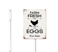 Geroclonup (18X22) Farm Fresh Eggs For Sale Yard Sign With Stake Rustproof Aluminum Funny Fresh Eggs Yard Sign Stand For Home Chicken Coop Accessories Decoration Outdoor