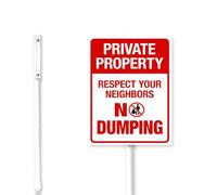 Geroclonup (18x22) Private Property Respect Your Neighbors No Dumping Yard Sign With Stake Kit Rustproof Aluminum Lawn Sign Stand For House Yard Business Outdoor Decoration