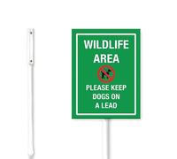 Geroclonup (18x22) Wildlife Area Please Keep Dogs On Lead Metal Sign with Stakes Aluminium Dogs Yard Sign Stand For Walkway Road Business Outdoor Decorations
