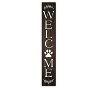 Geroclonup (20x120) CM Tall Welcome Signs Vertical for Front Porch Standing Hanging Large Wooden Dog Claw Welcome Sign for Front Door Dogs Lover Home Decoration Farmhouse Decor Outdoor Indoor