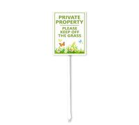 Geroclonup (20x30) CM Private Property Please Keep Off The Grass Metal Yard Sign With Stakes For Lawn Garden Sign Holder Outside Butterfly Decorations Yard Sign Stand Lawn Tin Sign Home Decor Outdoor